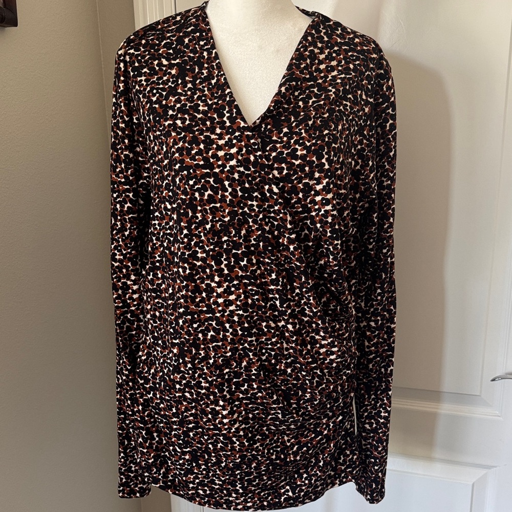 Long Tall Sally Animal Print V-Neck Blouse